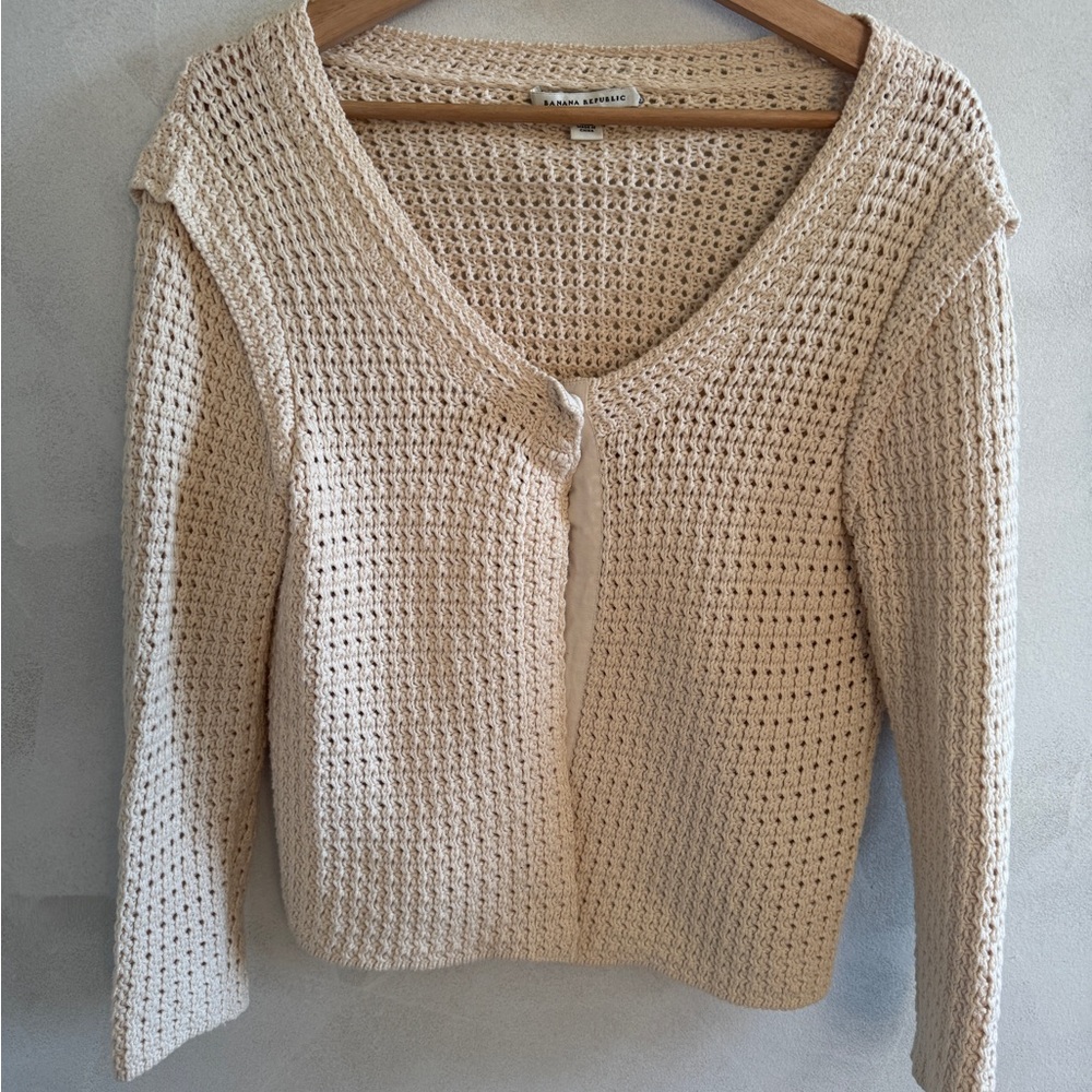 Banana Republic - Cream Open-Knit Cardigan